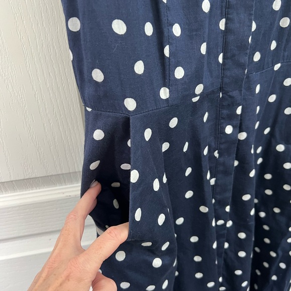 Boden Josephine navy polka dot dress 4 - Picture 6 of 7
